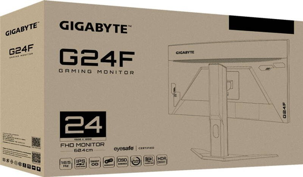 Монитор Gigabyte G24F 23.8", IPS, 1920x1080 (Full HD), 2 мс, 165 Гц, AMD FreeSync Premium, 300 кд/м2, 178°/178°, 2xHDMI, DisplayPort, чёрный