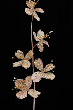 Веточка с листьями кизила 79см ChristmasDeLuxe бежевая