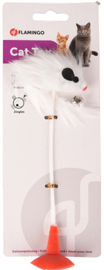 Игрушка для кошек "Мышь с колокольчиком", на присоске, Flamingo