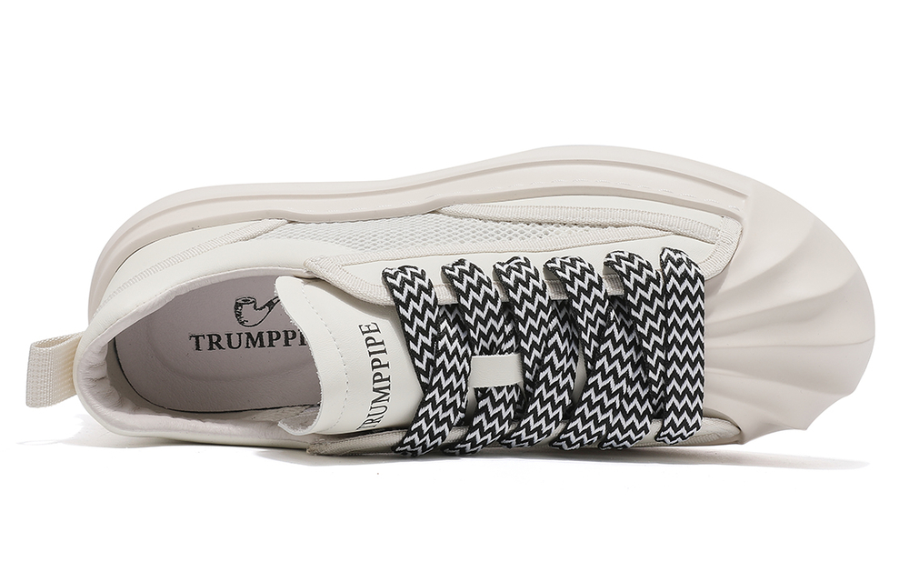 TRUMPPIPE Fabric Stylish Skateboarding Shoes Men"s White