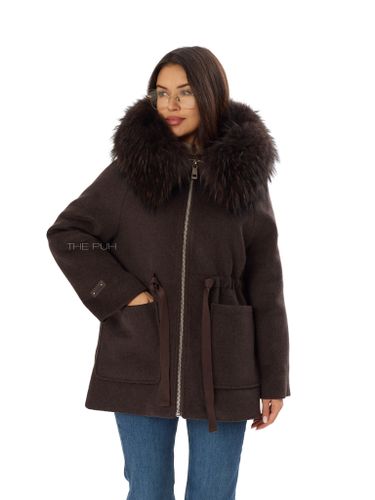 Шоколадное шерстяное пальто с пуховым подкладом