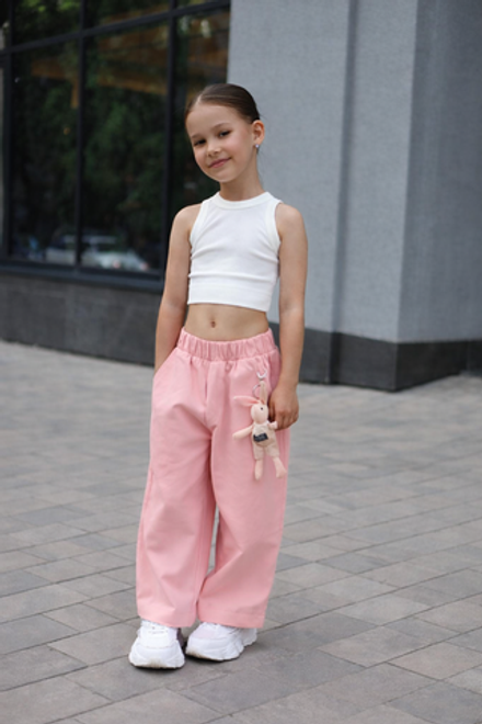 Брюки багги деним, розовые