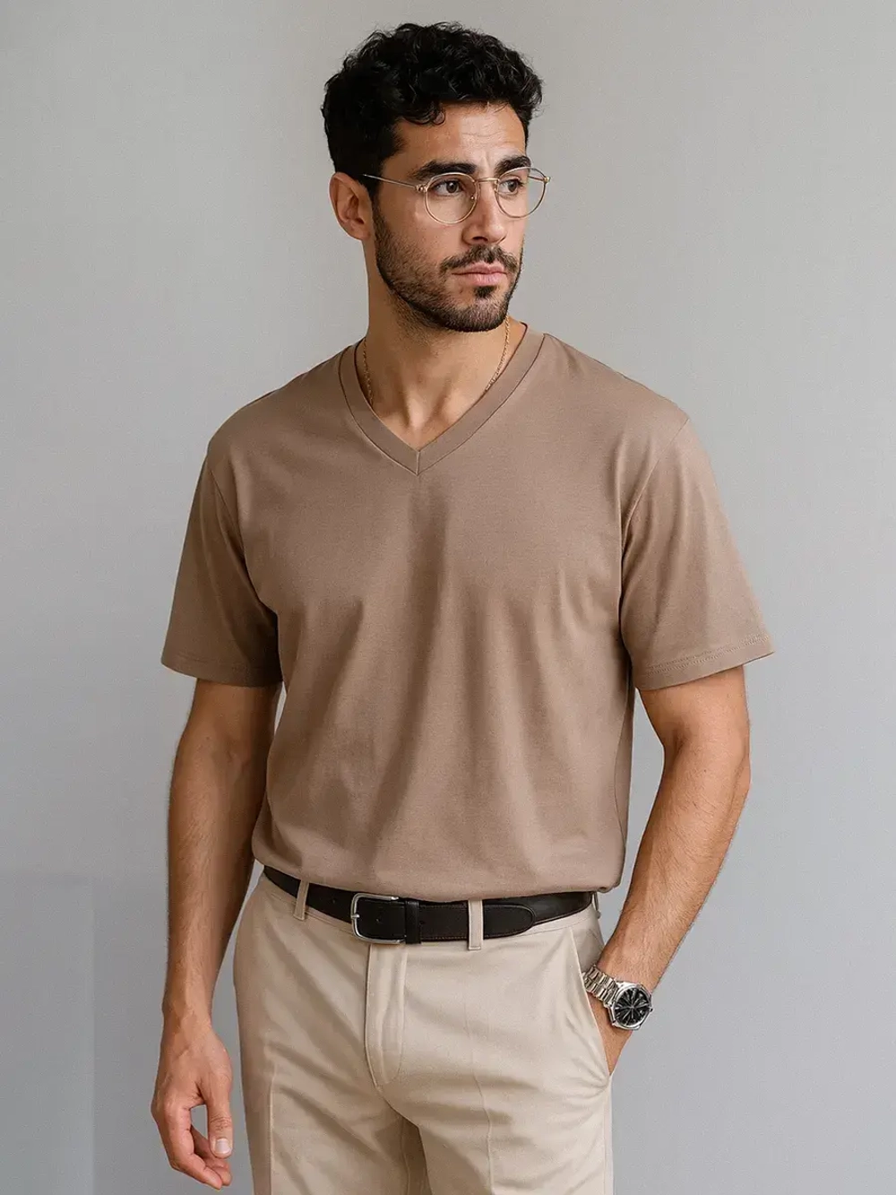 Футболка мужская повседневная однотонная хлопок