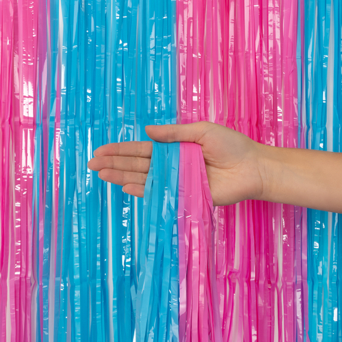 Занавес Дождик Голубой/Розовый, Макарунс 100*200 см ВВ