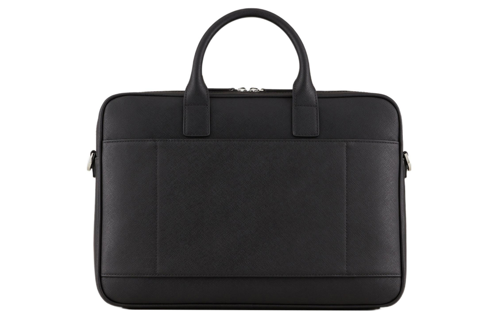 EMPORIO ARMANI Leather Briefcase, Shoulder Bag, Crossbody Bag, Handbag Men"s Black