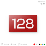 Номер на дверь 128, табличка на дверь для офиса, квартиры, кабинета, аудитории, склада, красная 120х70 мм, Айдентика Технолоджи