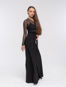 Брюки клёш для танцев с бархатным поясом и завышенной талией