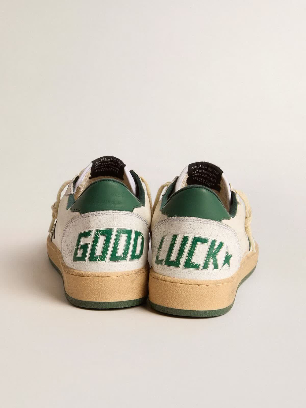 Men’s Ball Star Wishes in white nappa leather with green leather star and heel tab