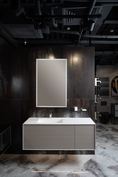 Armadi Art MINIMAL Тумба 120см цвет DELMAR фасад рифленый (2 ящика) с инт. подсветкой