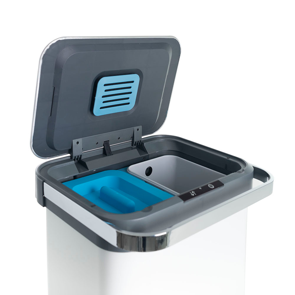 Ведро для раздельного сбора мусора, сенсор, 4 емкости, Foodatlas, JAH-8889, 50л (12+12+13+13) белый