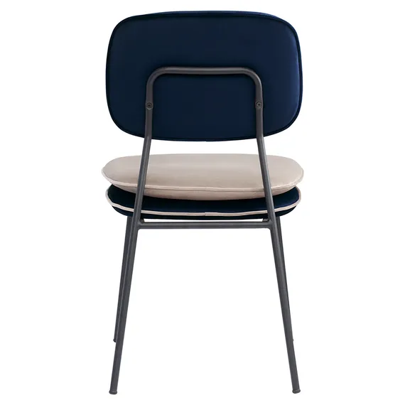 Стул с контрастным кантом Pea, велюр, темно-синий/бежевый