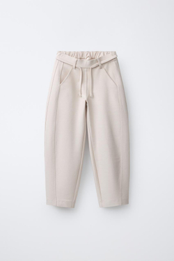 ZARA БРЮКИ BARREL НА ШНУРКЕ, ЭКРЮ