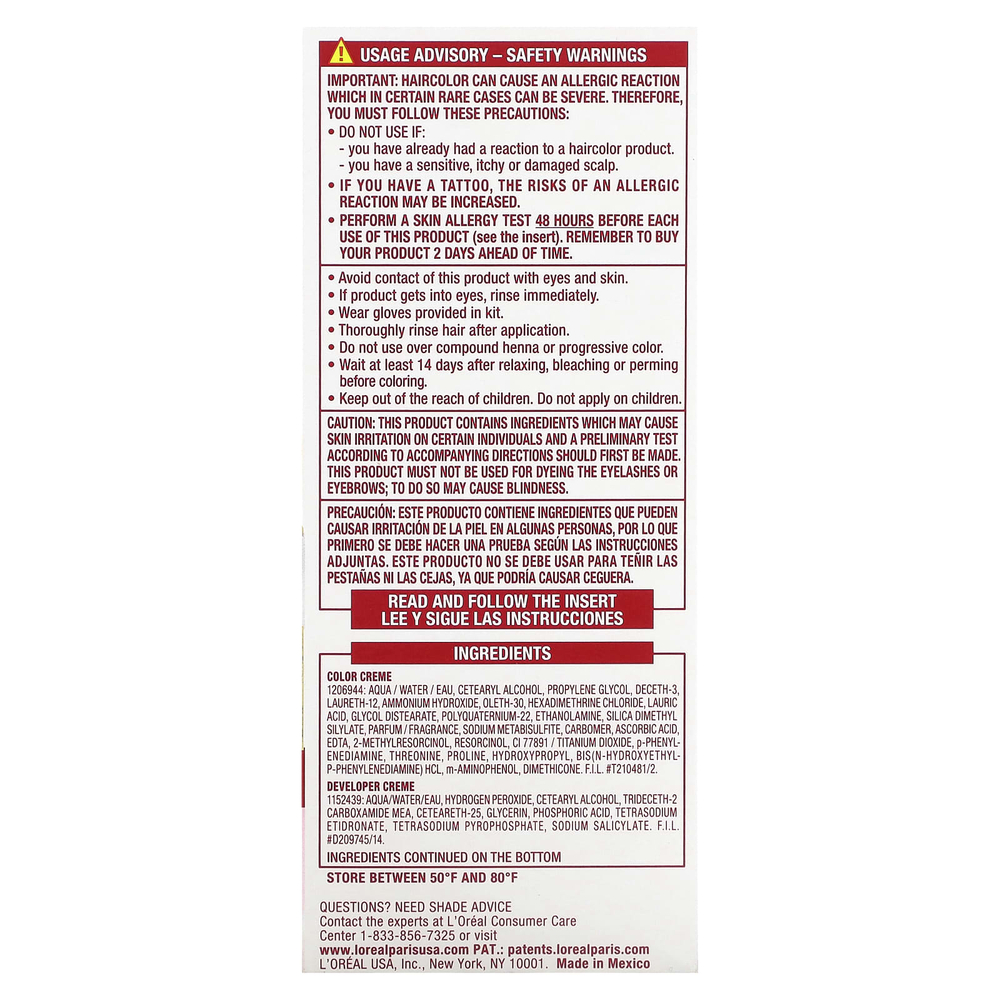 L'Oréal, Excellence Creme, Triple Care Color, 7 оттенков темно-русого``, 1 нанесение