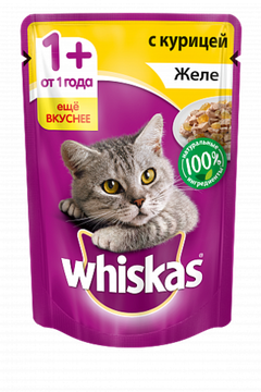 Whiskas пауч желе с курицей 75 гр