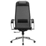 Кресло офисное МЕТТА "К-12", хром, ткань-сетка, сиденье и спинка регулируемые, черное