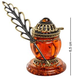 Народные промыслы AM-1880 Фигурка «Чернильница Модерн» (латунь, янтарь)