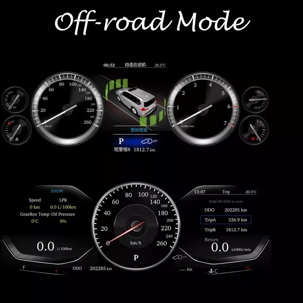 Электронная панель приборов Toyoya Land Cruiser Prado 150 2017-2022 - Carmedia NH-LCD-T04 с сенсорным LCD / ЖК 12.3" экраном QLED