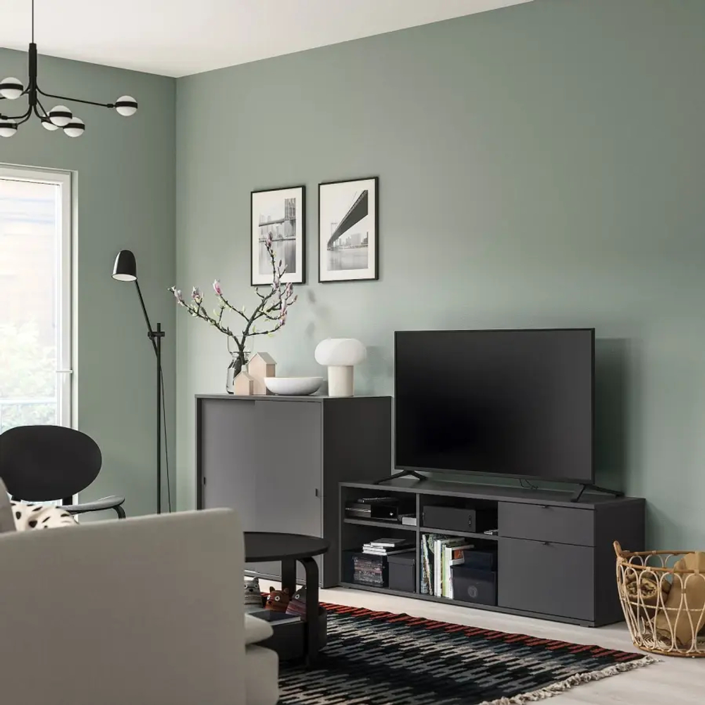 Комбинация для хранения - VIHALS  IKEA/ ВИХАЛС ИКЕА, 242х37х90 см, серый