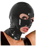 Лаковая маска на голову с отверстиями для рта и глаз из латекса Latex Mask (черная) (Цвет: черный)