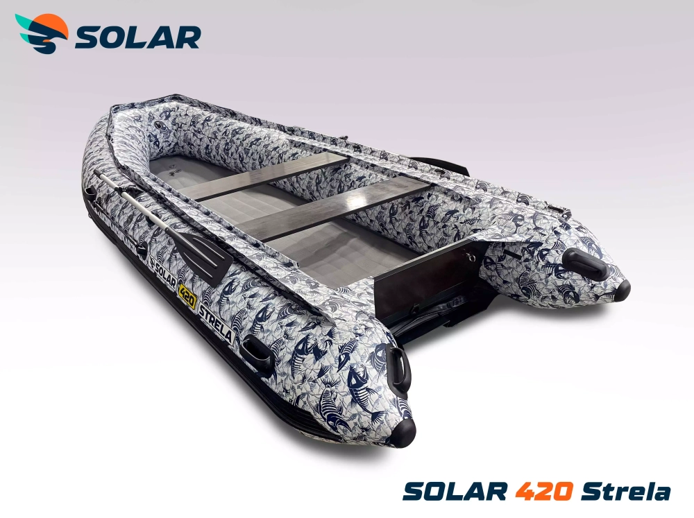 Лодка надувная моторная solar-420 strela jet tunnel