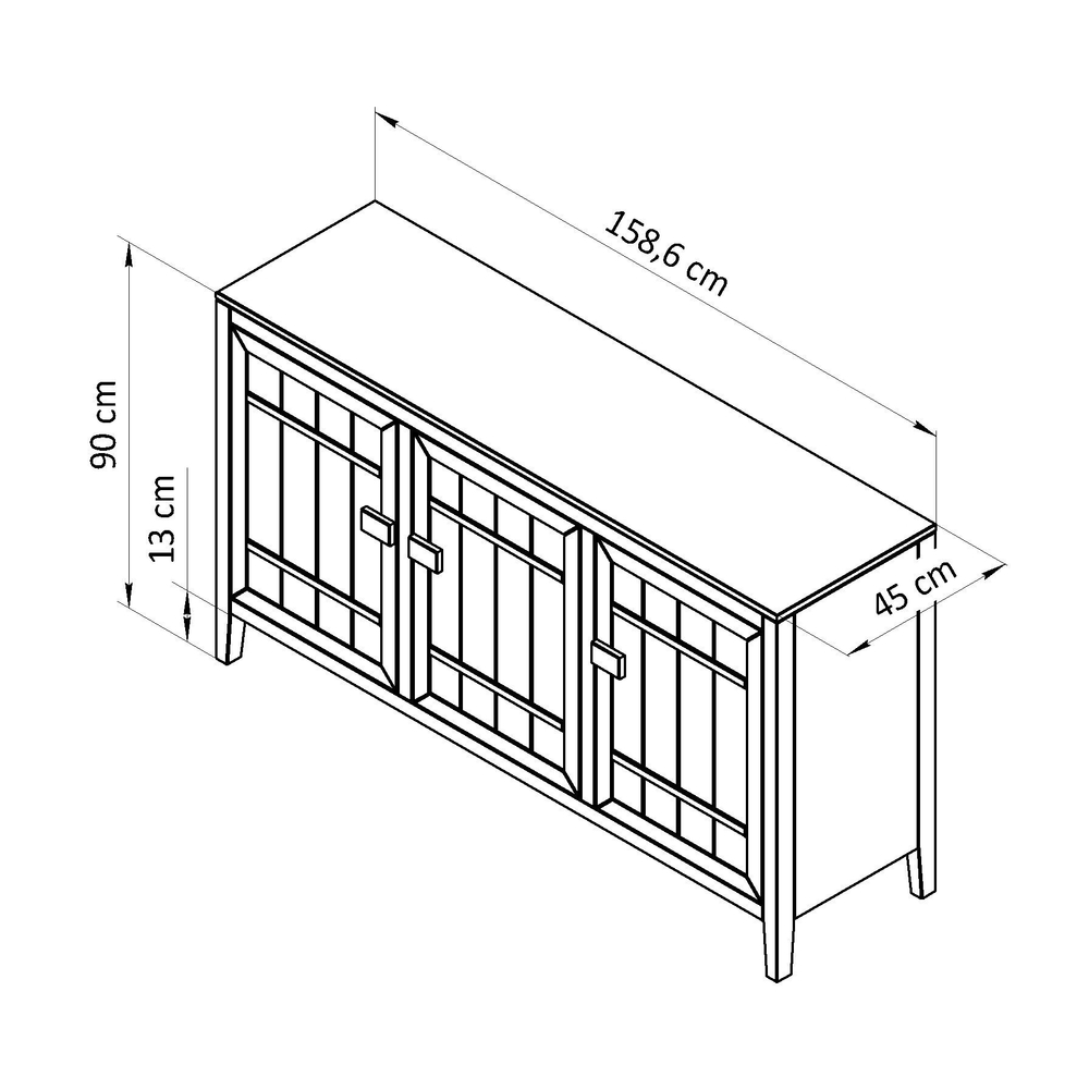 Белый деревянный комод Карлос 3 двери, 160х45х90