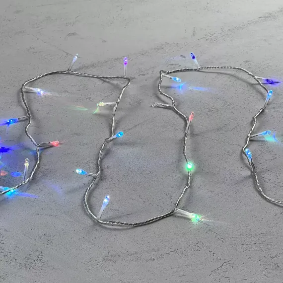 Светодиодная гирлянда 200 разноцветных LED ламп с RGB светодиодом, 20 м., 24V., черный силиконовый провод, IP65, Beauty Led (EST200-10-1RGB)