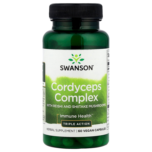 Swanson Vitamins, Комплекс кордицепса с грибами рейши и шиитаке, 60 веганских капсул