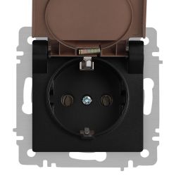 Розетка Intro Accent 6-203-05 с заземлением 2P+E Schuko с крышкой 16А-250В IP20 СУ антрацит