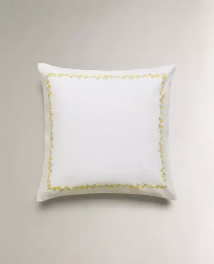 ZARA HOME НАВОЛОЧКА ДЛЯ ДЕКОРАТИВНОЙ ПОДУШКИ С ПРИНТОМ, ЖЕЛТОВАТО-БЕЛЫЙ