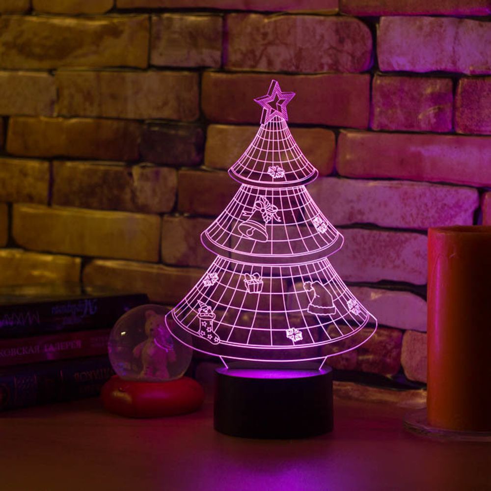 Ночник детский 3D Светильник Новогодняя ёлочка