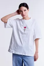 Футболка Гербарий Роза Экрю