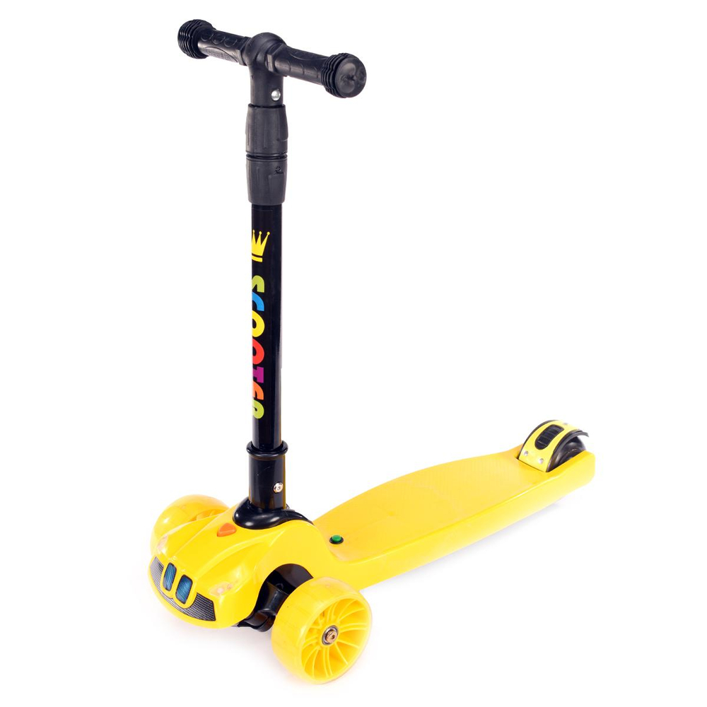 Самокат 3-х колесный, свет, звук, 02Б (желтый)