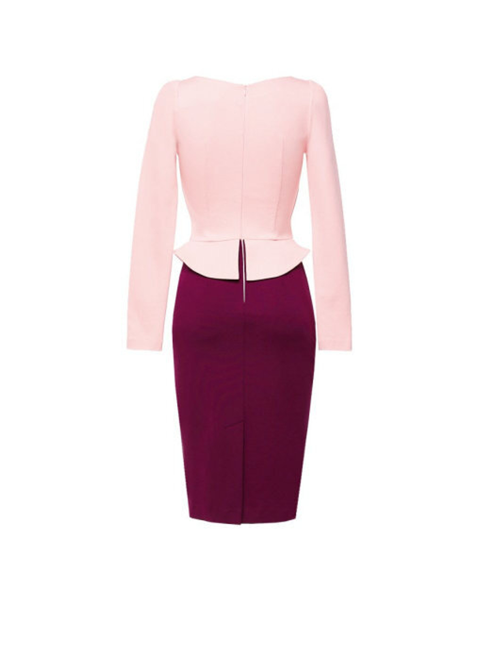 Платье футляр с баской розовое с бордовым 01-02-19FW