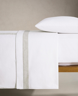 Zara Home - Простыня из хлопка с бордюром, белый, 290x280 см