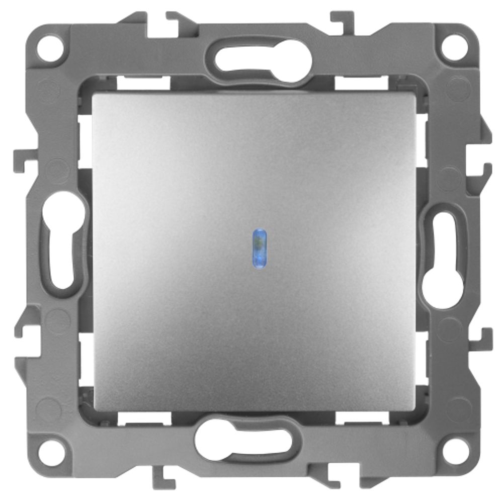 12-1102-03 ЭРА Выключатель с подсветкой, 10АХ-250В, IP20, Эра12, алюминий