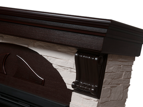 Портал Firelight Torre 25S камень белый, шпон темный дуб