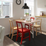 Стол с откидной столешницей- IKEA PINNTORP, 67/124х75х75 см,  ПИННТОРП ИКЕА, светло-коричневый/белый