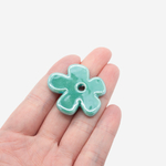 Бусина в форме цветка, 33*35,5мм, зеленая, глазурированный фарфор