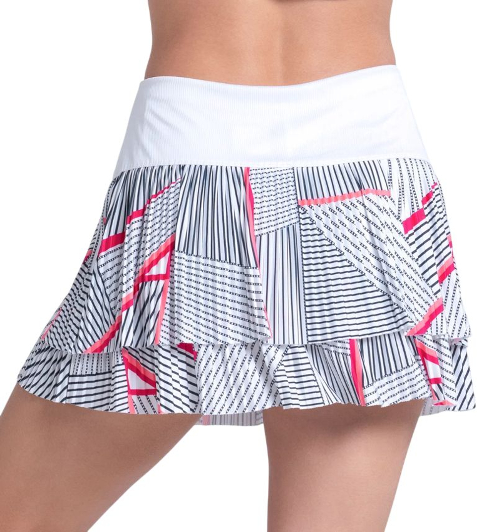 Теннисная юбка Lucky in Love Geo Glow Pleated - white