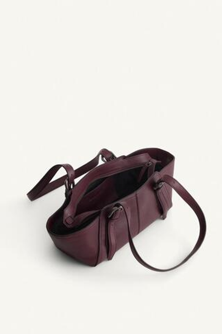 ZARA КОЖАНАЯ СУМКА С ПЛЕЧЕВЫМ РЕМНЕМ, БОРДОВЫЙ/КРАСНЫЙ