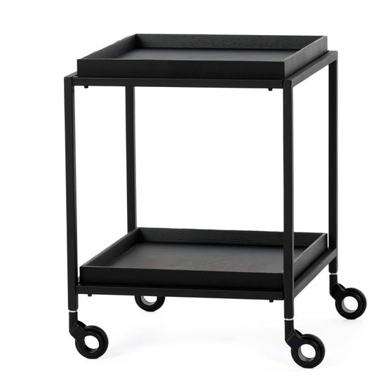 Кофейный стол Dumbo 41х41 на колесиках черный металл и дерево