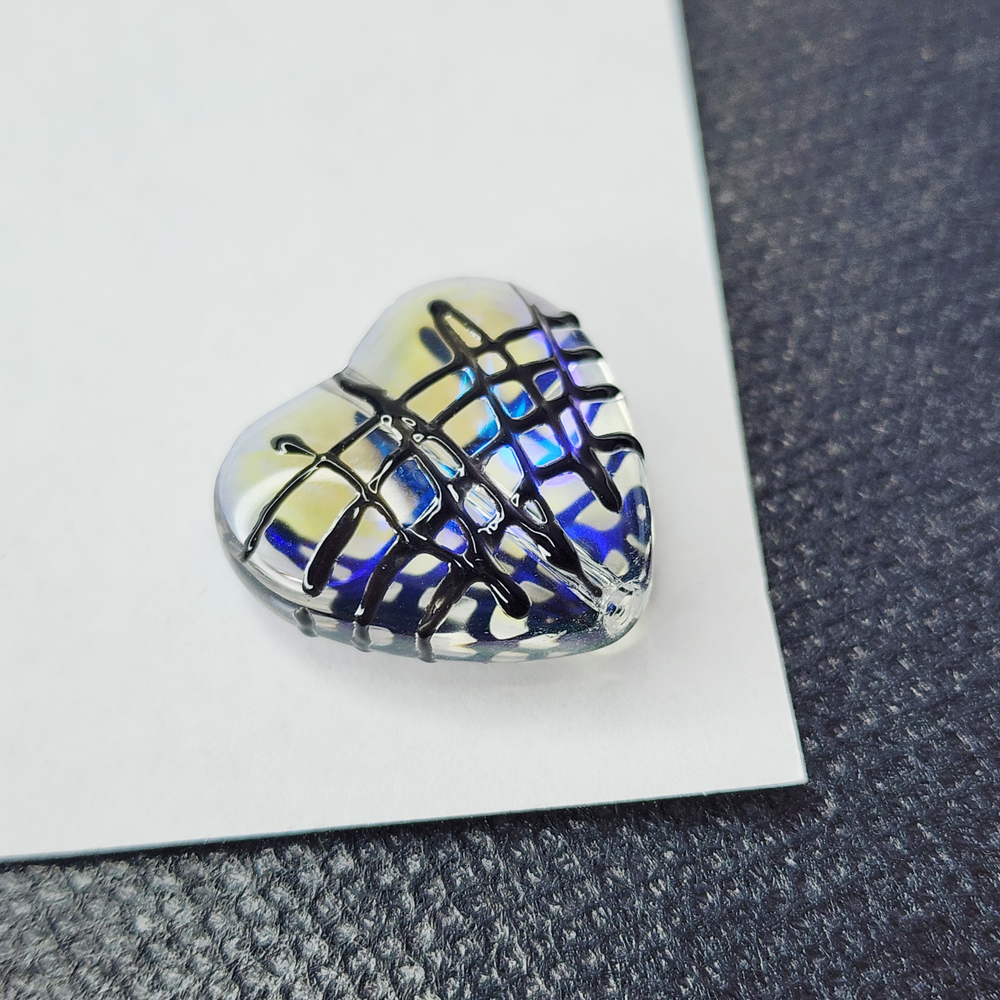 Бусина сердце, лэмпворк, красивый рисунок, р-р 21мм