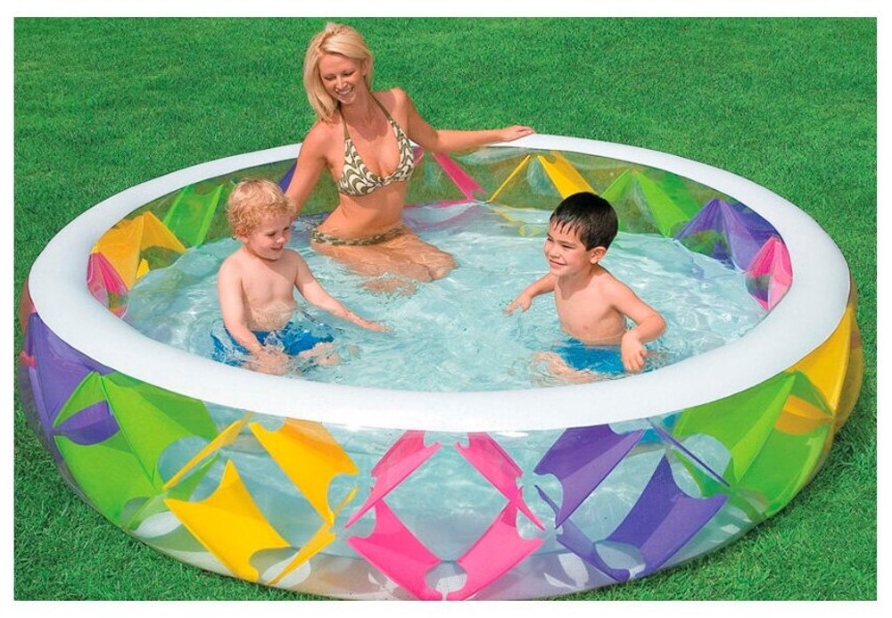 Бассейн надувной Intex 56494 Summer Joy 229х56 см / Круглый трехсекционный бассейн Летняя Радость Интекс для дачи и отдыха