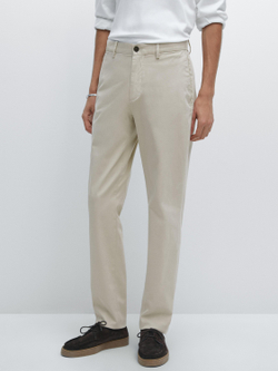 Massimo Dutti Зауженные брюки из хлопка, бежевый