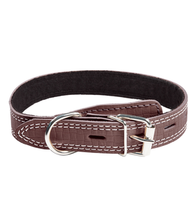 Ошейник на синтепоне с тиснением кожаный, 25*580мм, Gamma