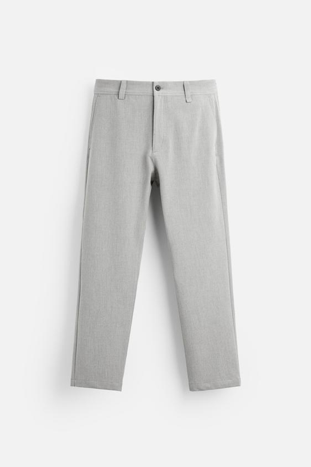 ZARA БРЮКИ КОМФОРТНОЙ ПОСАДКИ ИЗ РЕЛЬЕФНОЙ ТКАНИ, СВЕТЛО-СЕРЫЙ