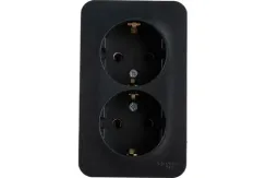 Розетка Systeme Electric BLANCA с заземлением двойная накладная антрацит 30884
