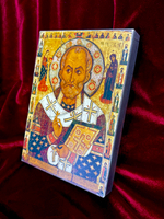 Николай Чудотворец святитель Мирликийский 13 век (Никола Липный). Деревянная икона на левкасе