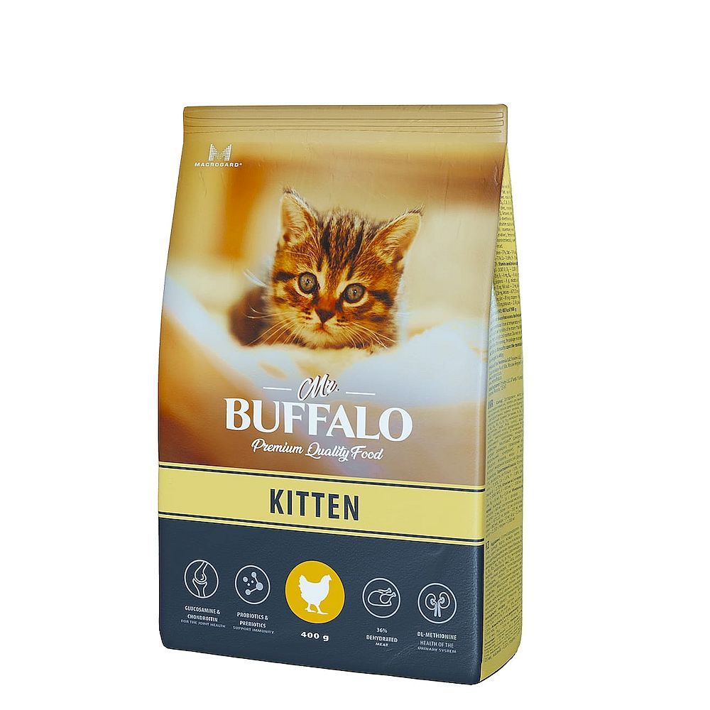 Сухой корм Mr.Buffalo KITTEN для котят с курицей, пакет 400г Сухой корм Mr.Buffalo KITTEN для котят с курицей, пакет 400г