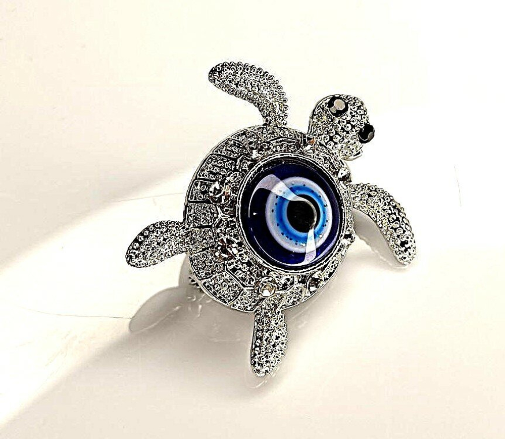 Брошка. Черепаха  Цвет белое серебро
